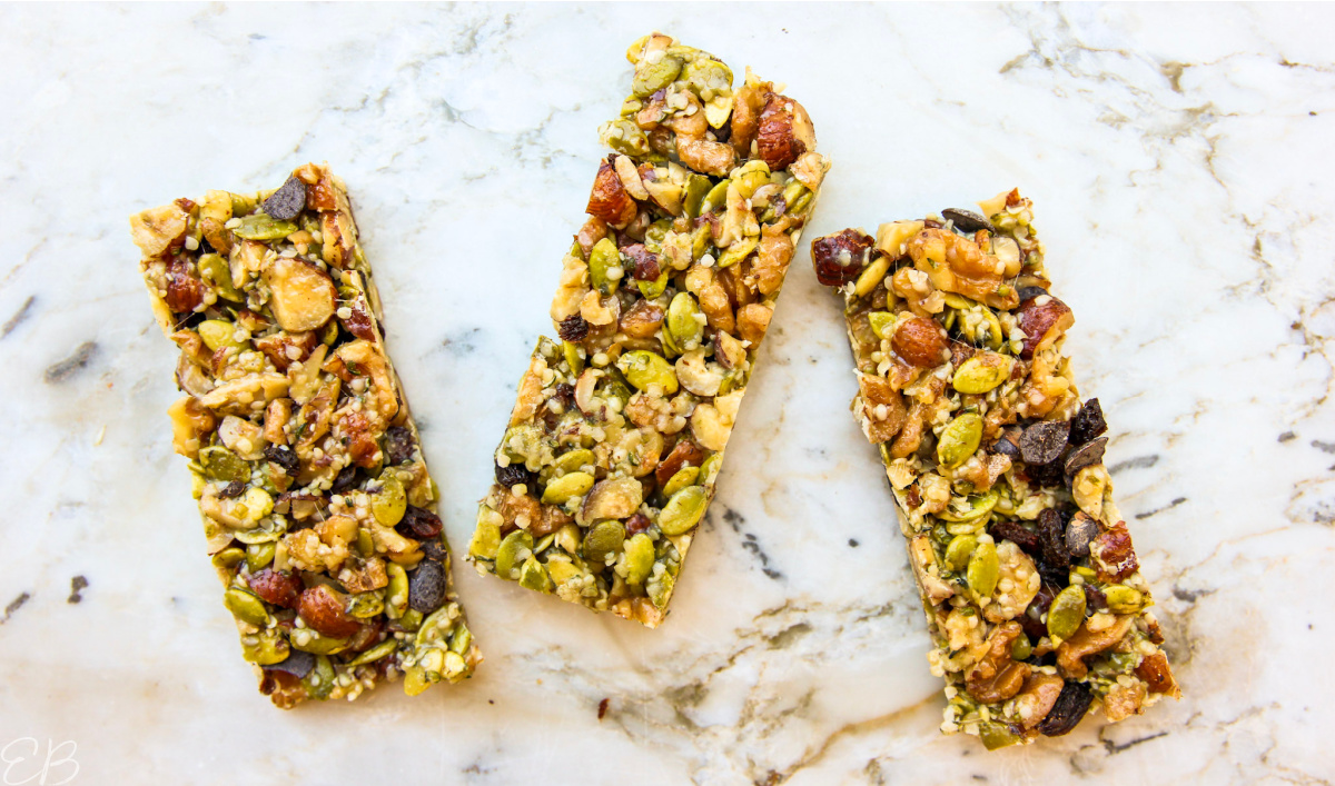 overhead view of 3 paleo kind bars