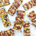 overhead view of paleo kind bars, some with chocolate drizzle