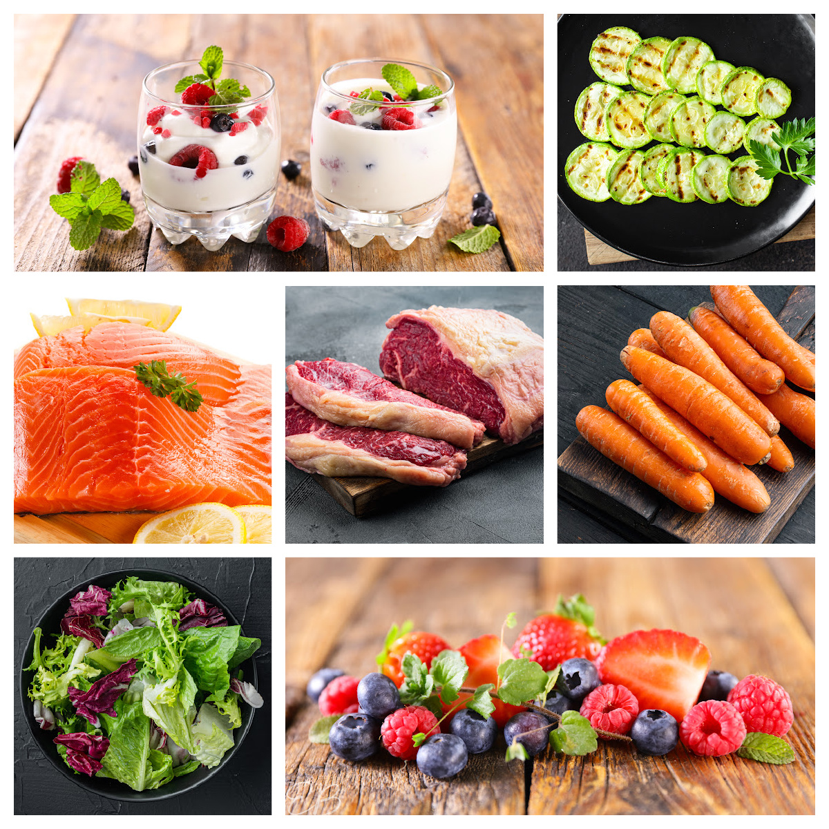 a collage of AIP Low-FODMAP foods