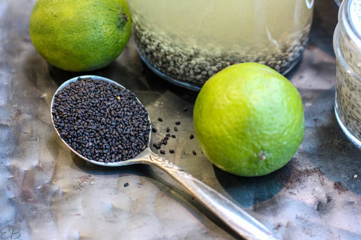 basil seeds in a spoon