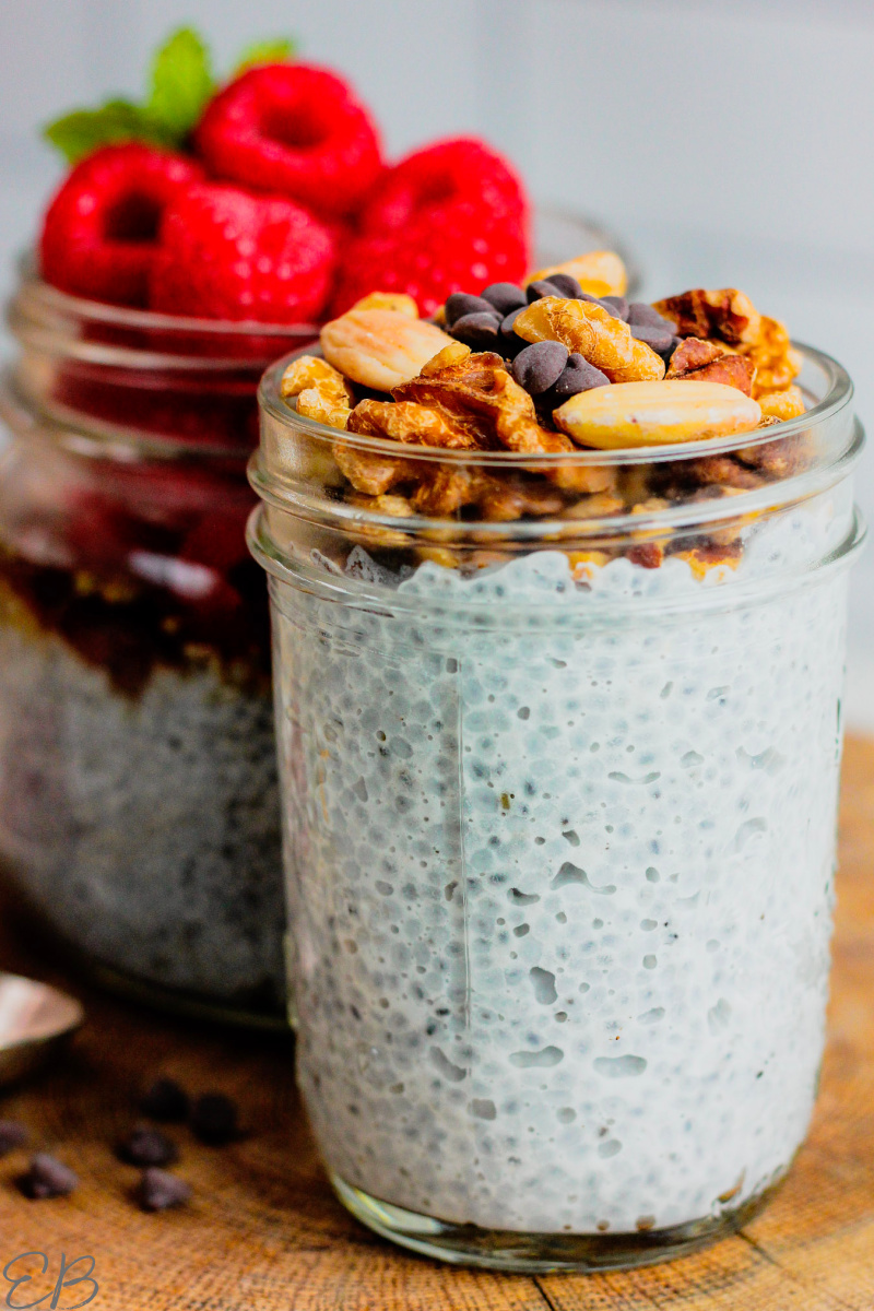 close up of jars of pudding