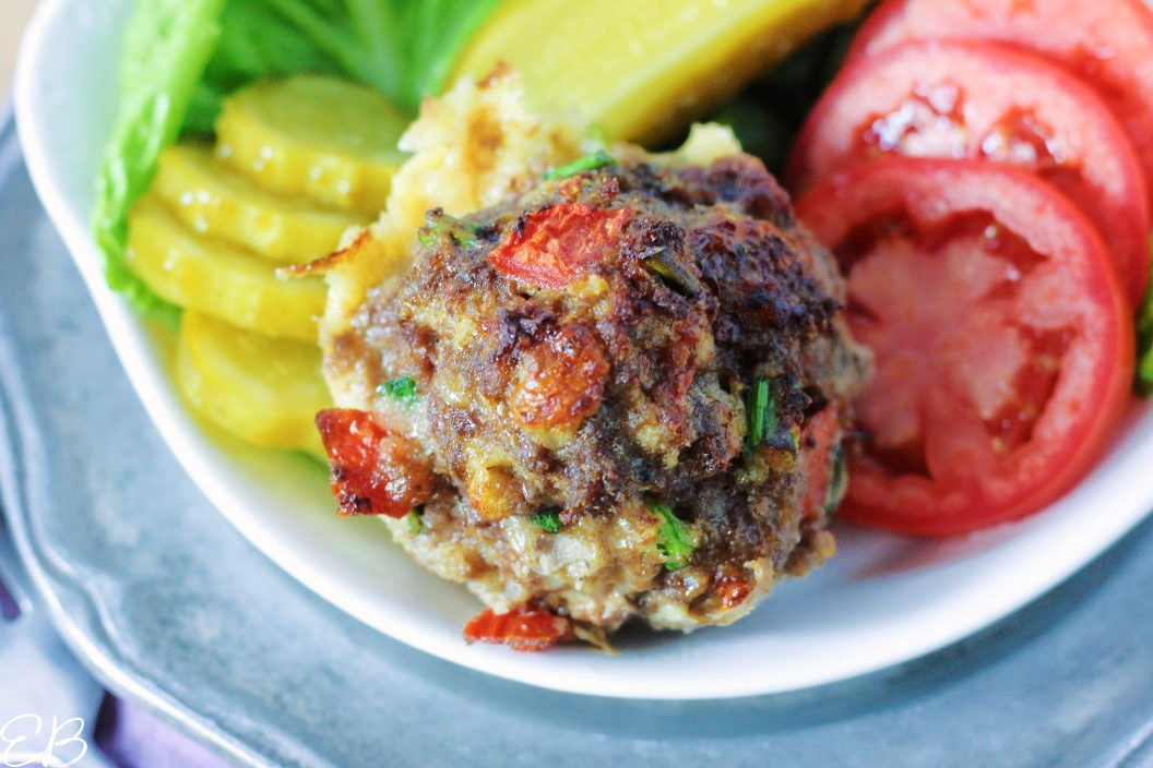 overhead view of cheeseburger bites