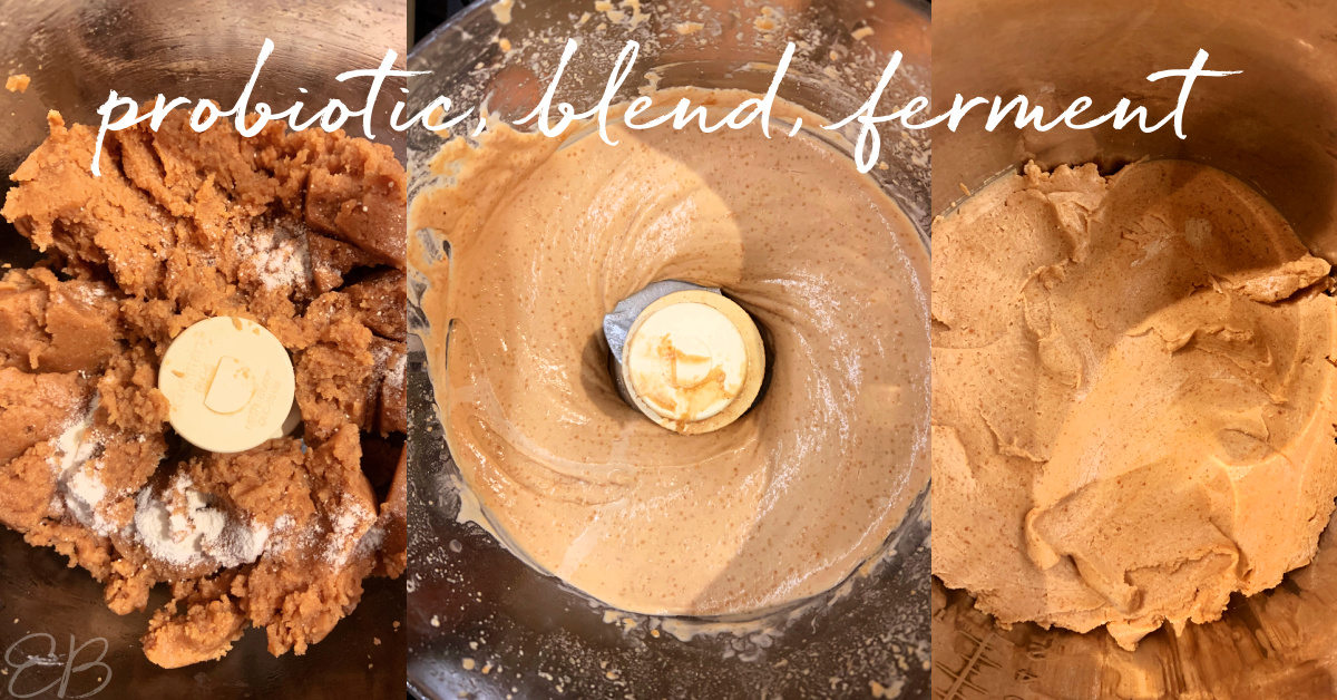 3 photos of fermented peanut butter process