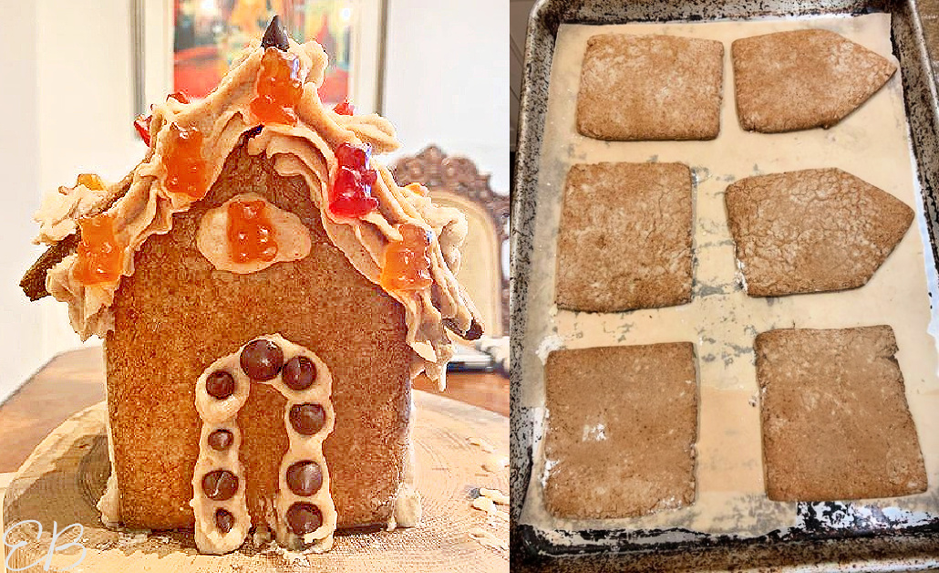 gingerbread house, 2 photos of process