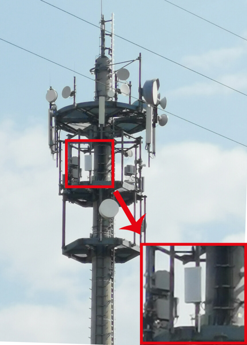 a close up view of a 5G tower