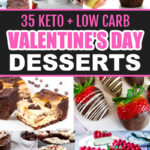 several photos of keto valentines day desserts collaged