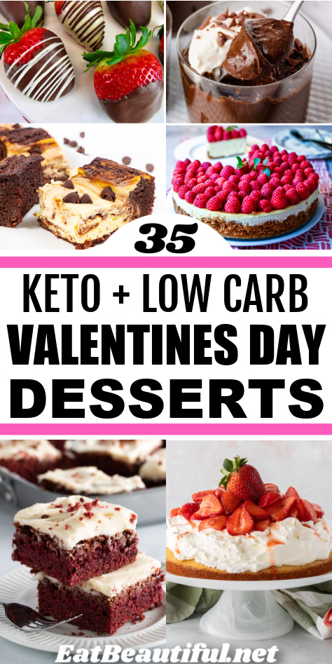 several images of keto valentines day desserts in a collage
