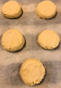 diatomaceous-biscuit-process scooped onto pan