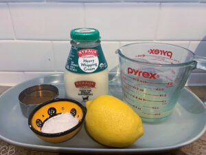 lemon ice cream ingredients arranged on counter