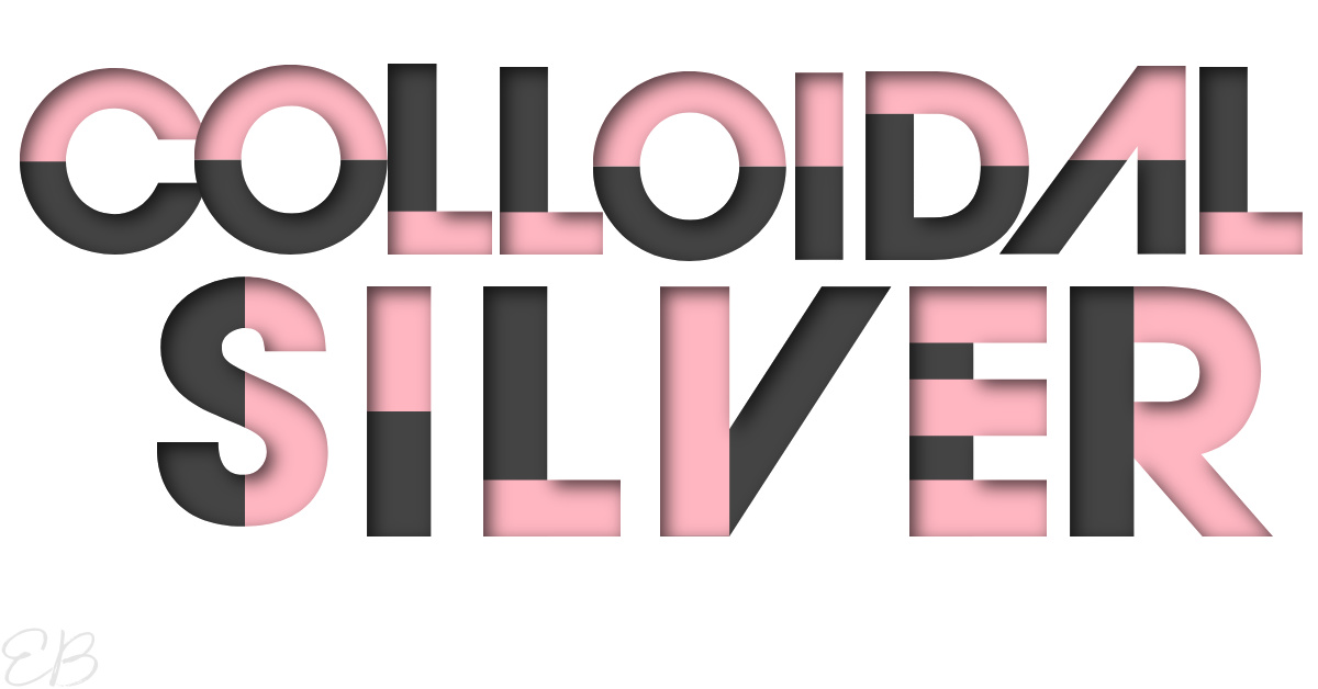 colloidal silver written out in pink and black