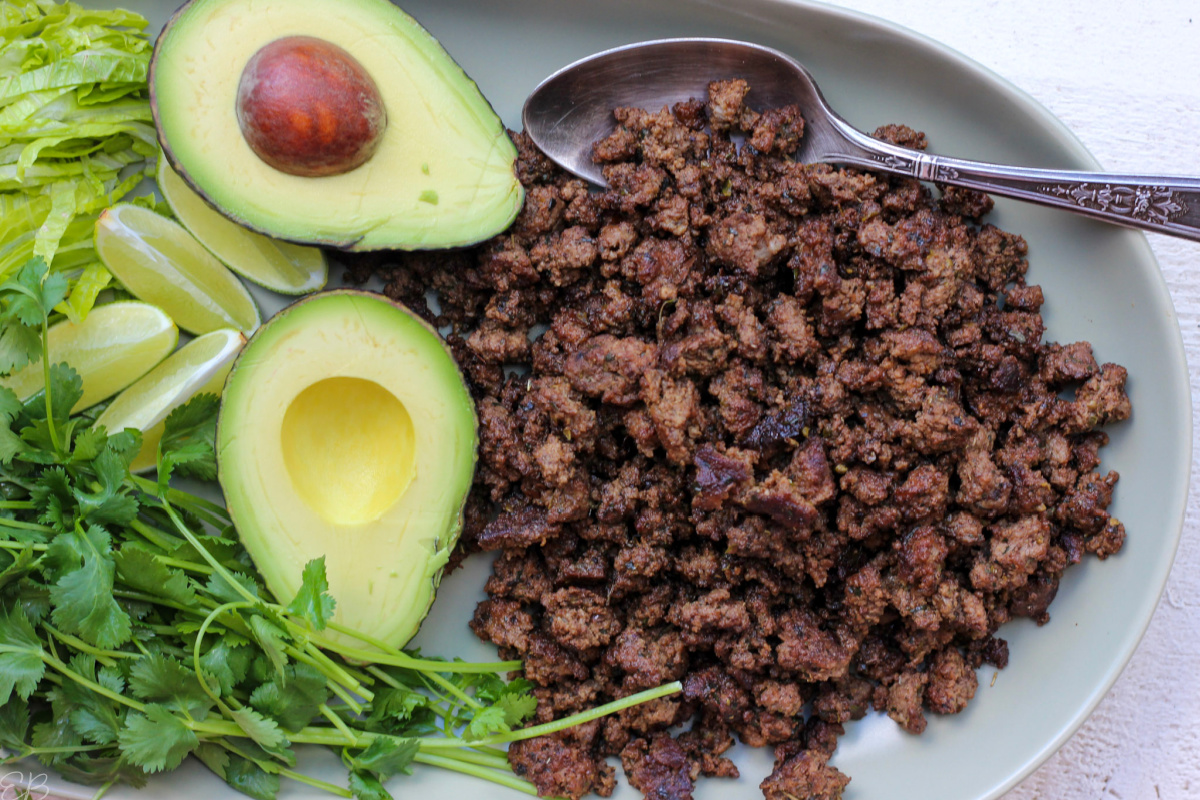 overhead view of AIP Mexican Ground Beef