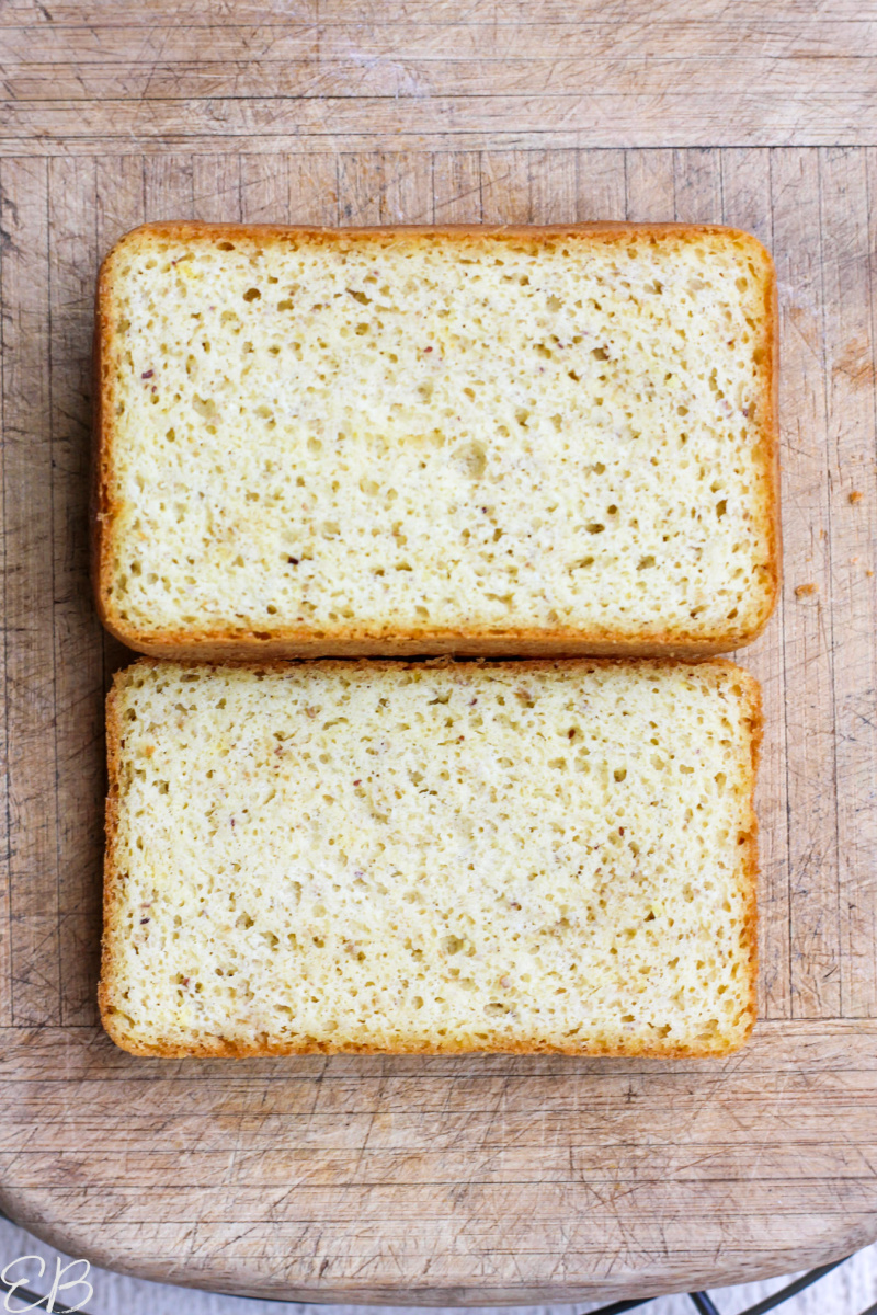 sliced open keto white bread before toasting it