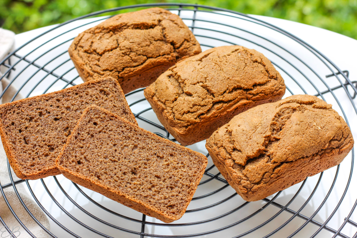 3 loaves of best aip bread recipe cooling on rack