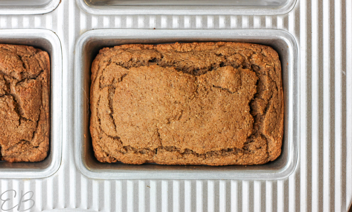 overhead view of aip bread loaf in pan