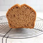 cut open middle of spelt bread loaf