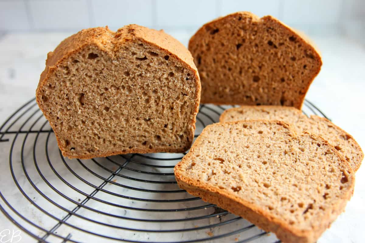 sliced open easy sprouted spelt bread