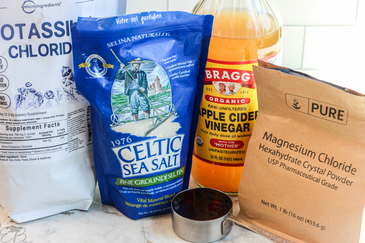 all of the possible ingredients for homemade electrolyte powder