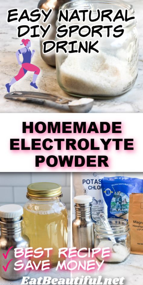 homemade electrolyte powder in 3 photos with recipe title