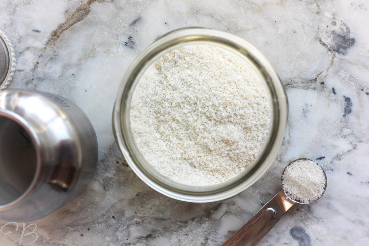 overhead view of homemade electrolyte powder in jar