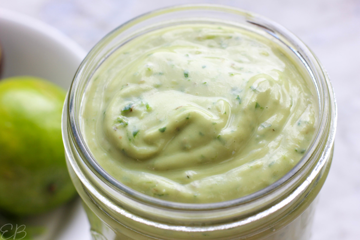 close up photo of cilantro lime ranch dressing