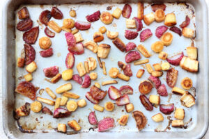 roasted parsnips carrots and radishes