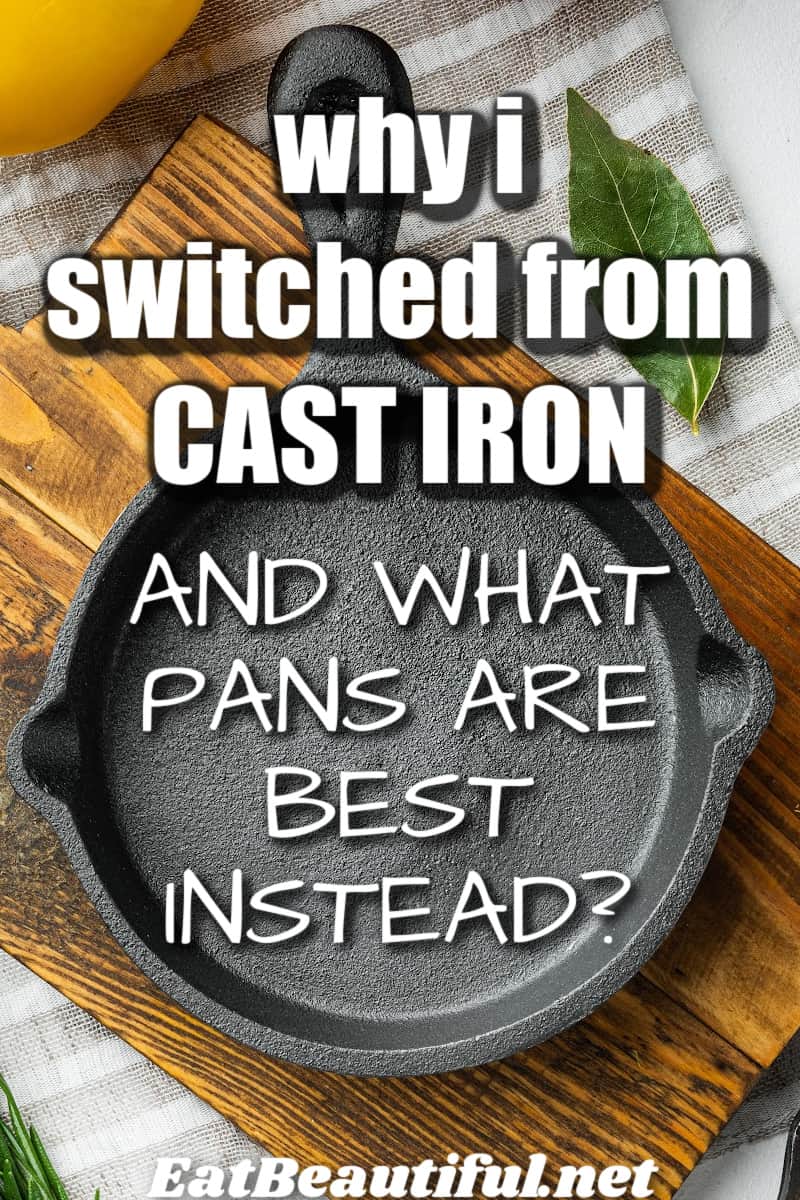 a cast iron skillet on a cutting board