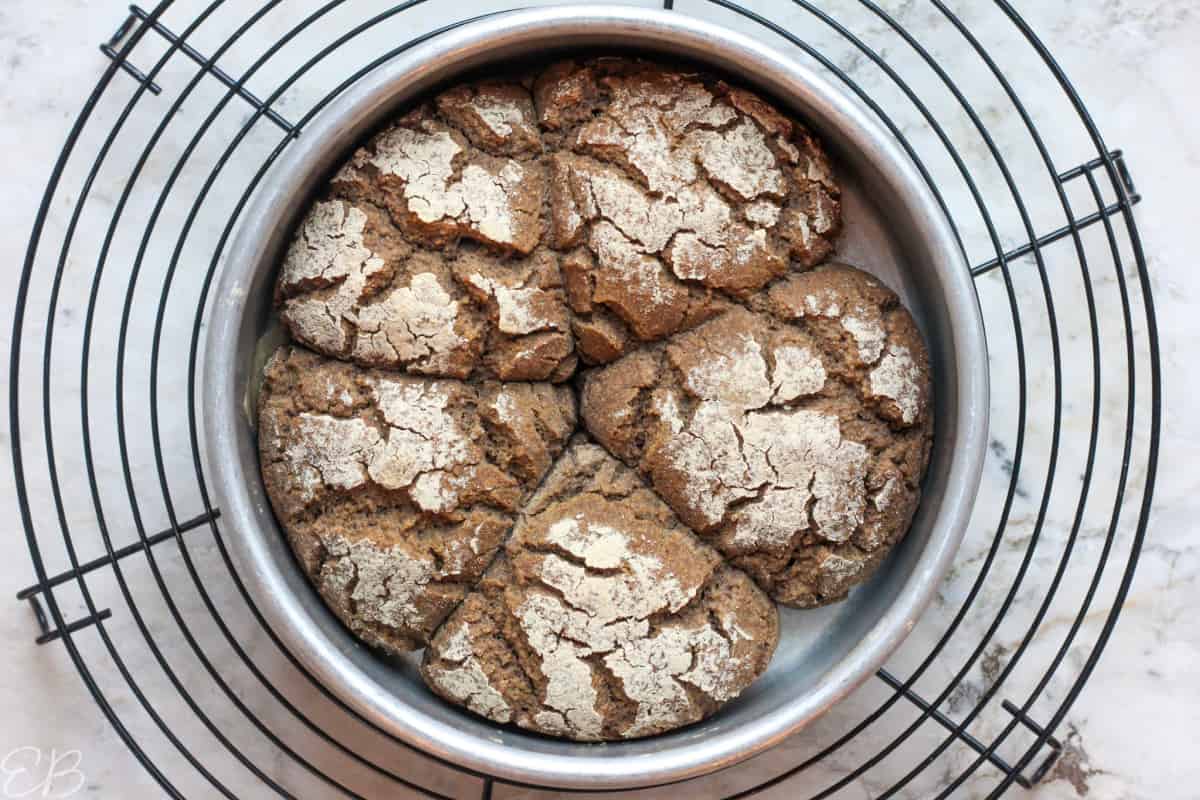 5 paleo aip bread rolls baked in round cake pan