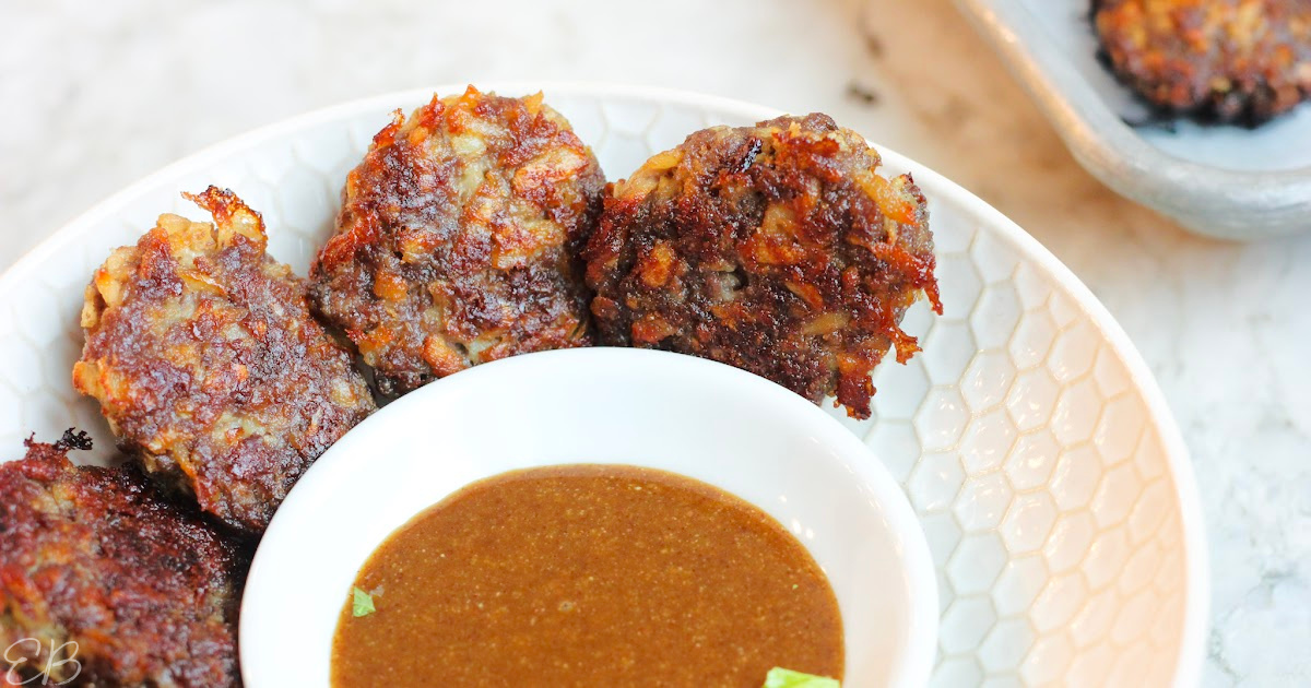 up close paleo aip poppers in bowl with dipping sauce