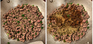 cooked up ground beef and spices for low fodmap chili