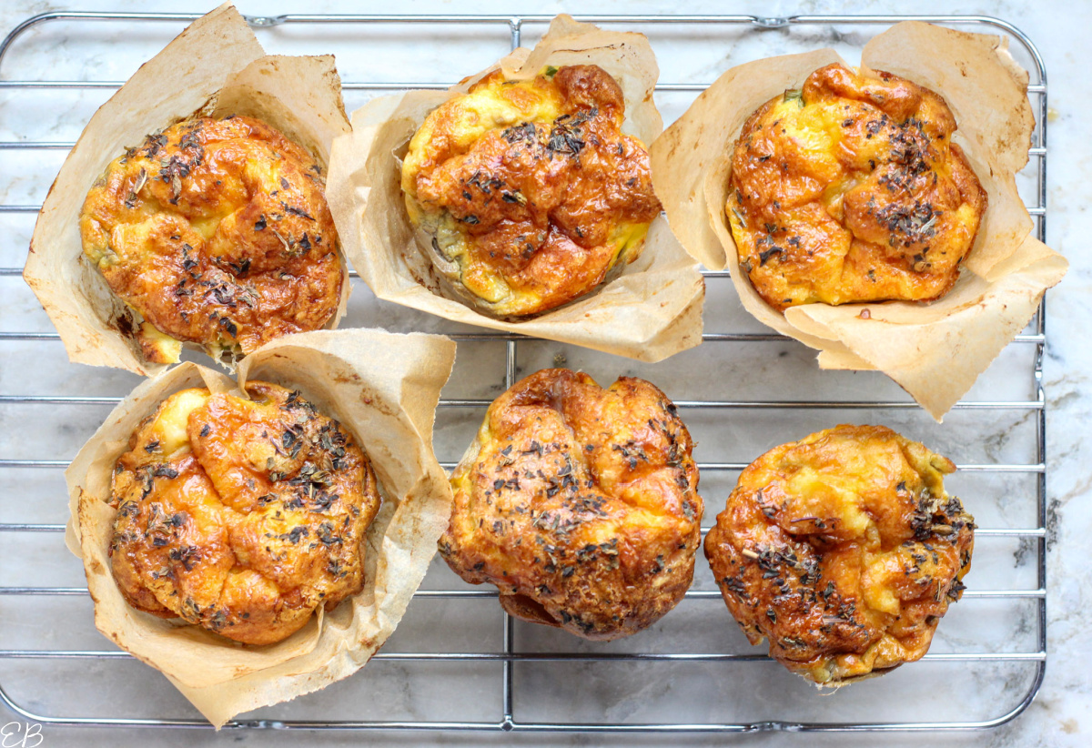 6 Low FODMAP Meat and Egg Muffins cooling on rack