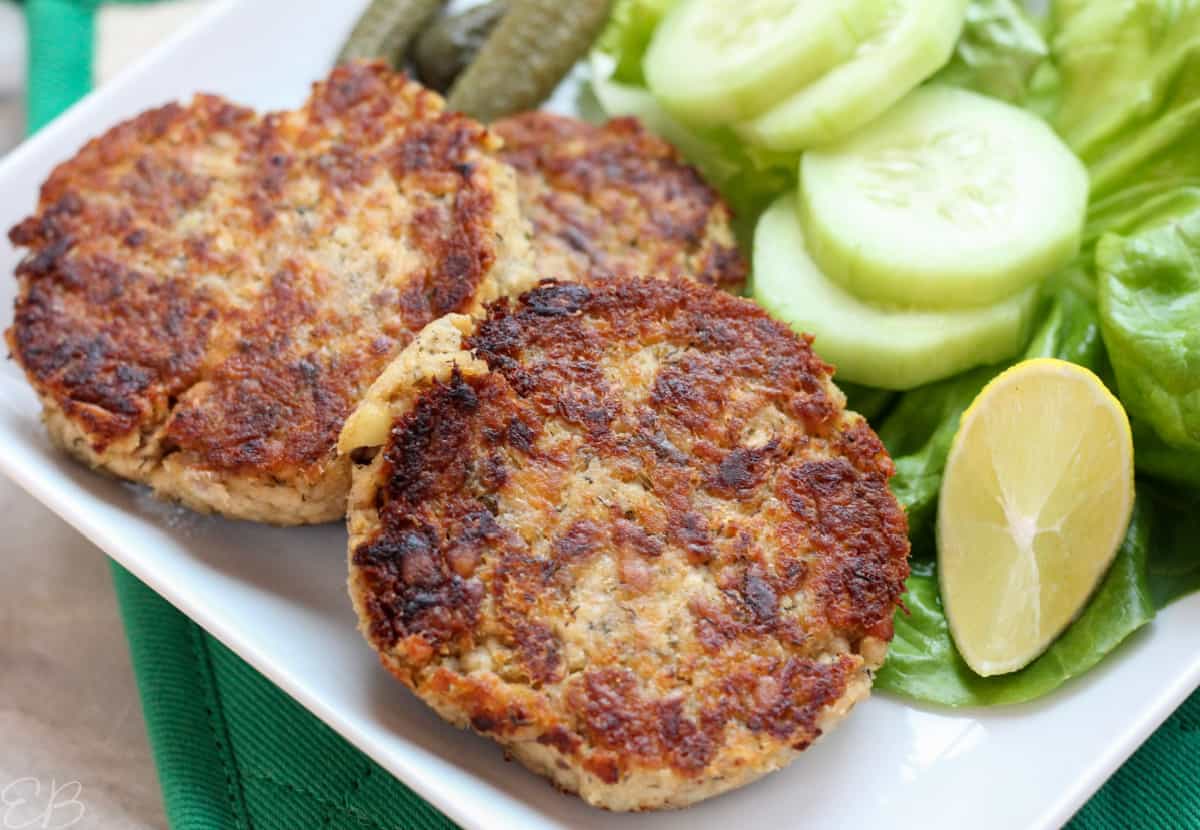 salmon patties served on plate