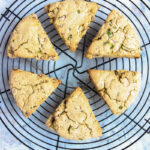 overhead view of aip scones on cooling rack