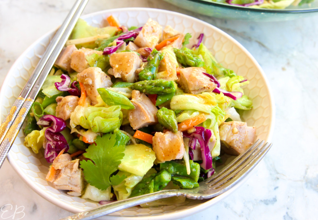 served salad in white bowl