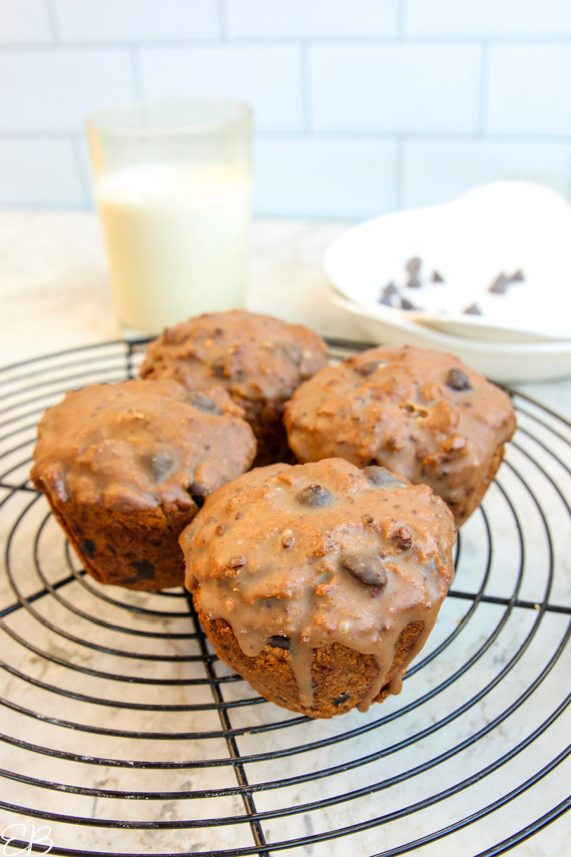 cappuccino chocolate chip muffins on cooling rack