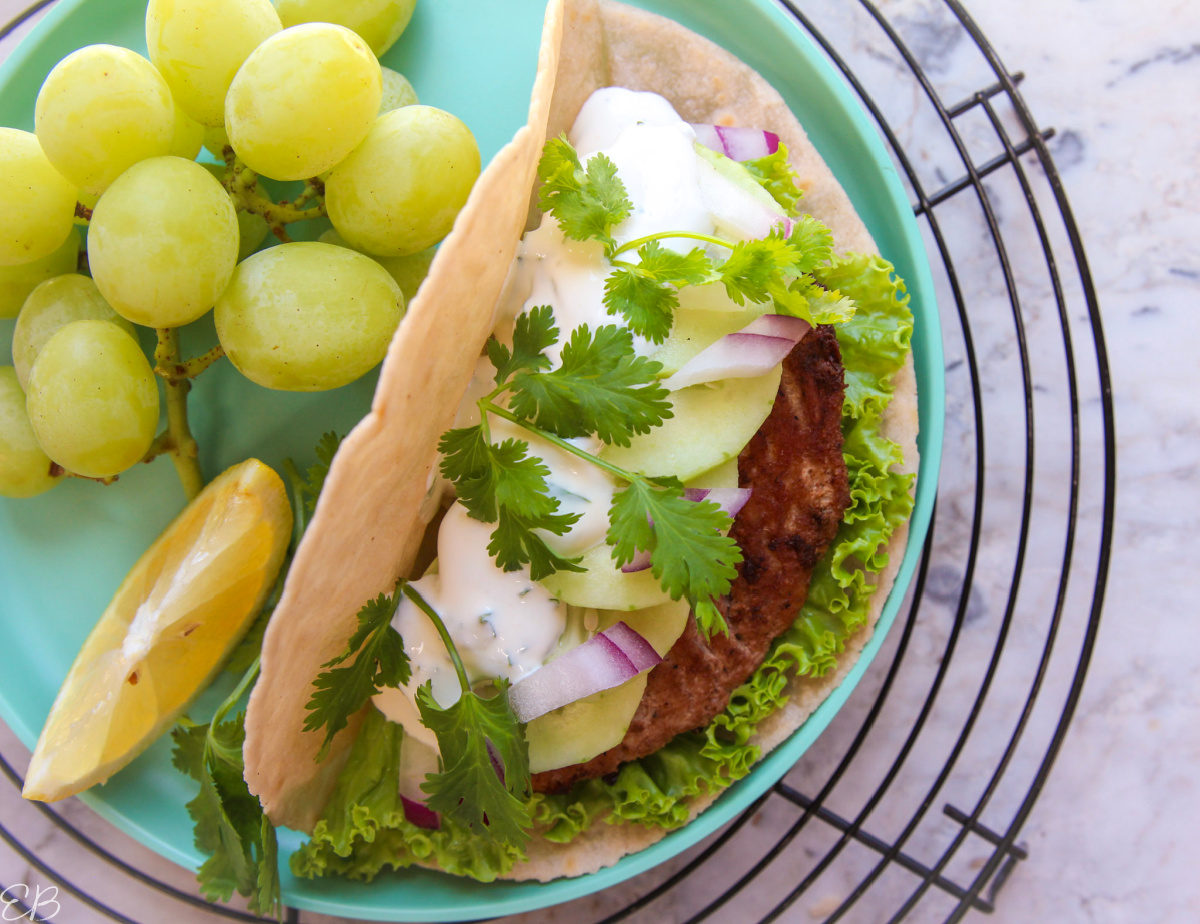 overhead view of paleo ground turkey gyros on plate