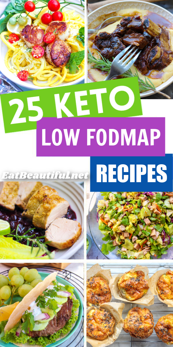 6 photos of low fodmap keto recipes with round up title
