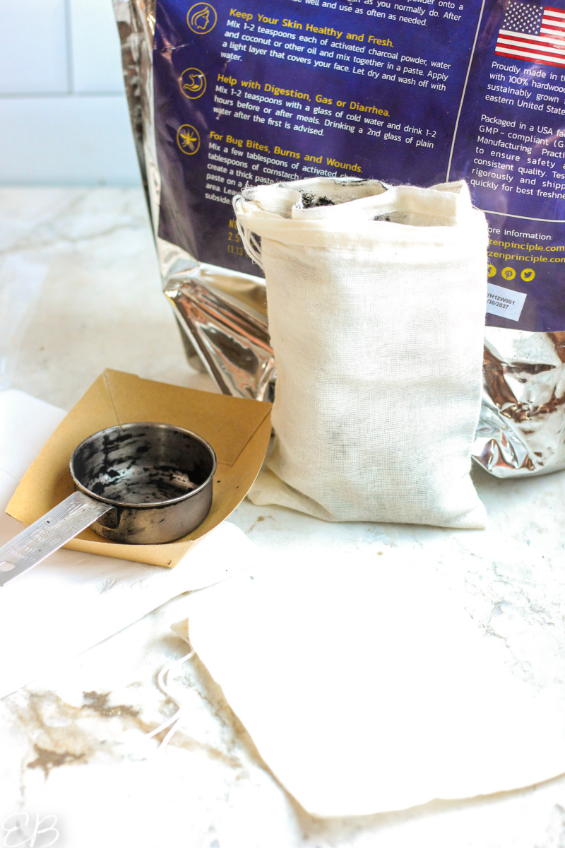 materials needed to make DIY charcoal packets