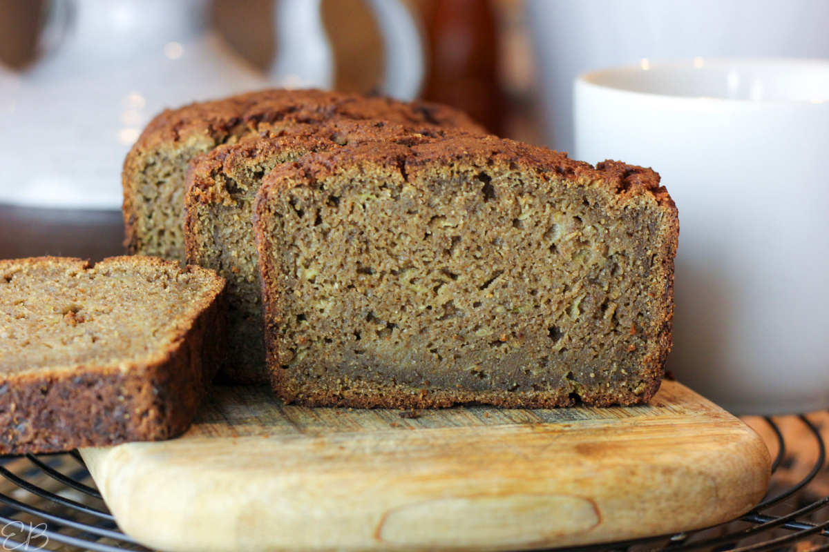 up close photo of an inside slice of paleo aip zucchini bread