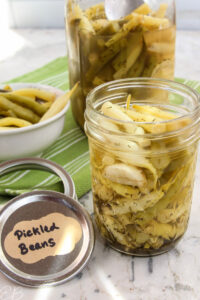 Pickled beans in 2 jars