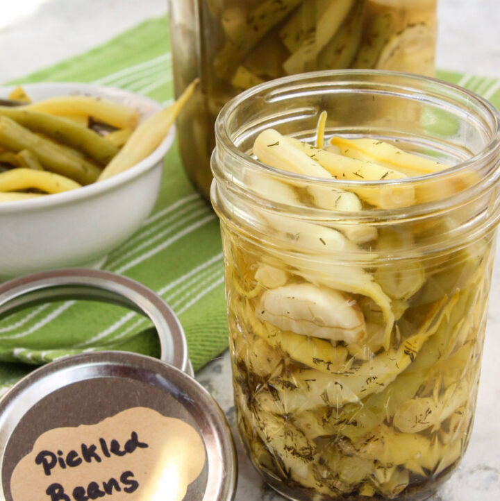 Pickled beans in 2 jars