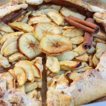 up close front side angle of paleo apple galette