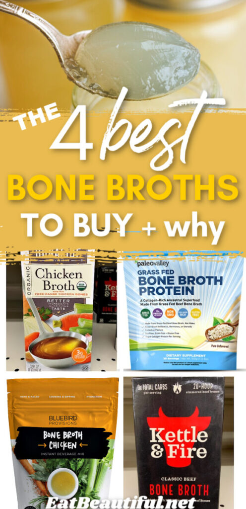 photos of the 4 best bone broths to buy with article title