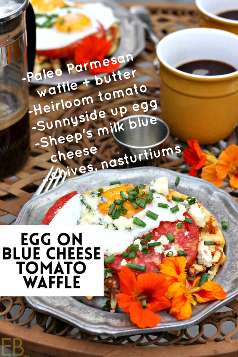 Egg on Blue Cheese Tomato Waffle (Glutenfree, Grainfree) Eat Beautiful