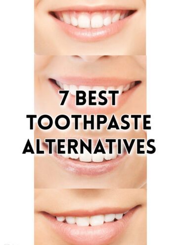 4 smile photos with article title: 7 Best Toothpaste Alternatives