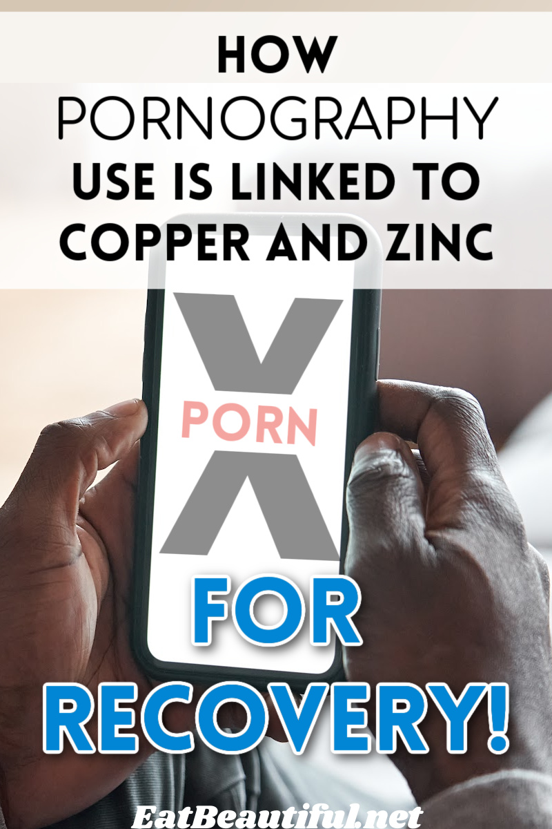 man holding phone with article title: How pornography use is linked to copper and zinc