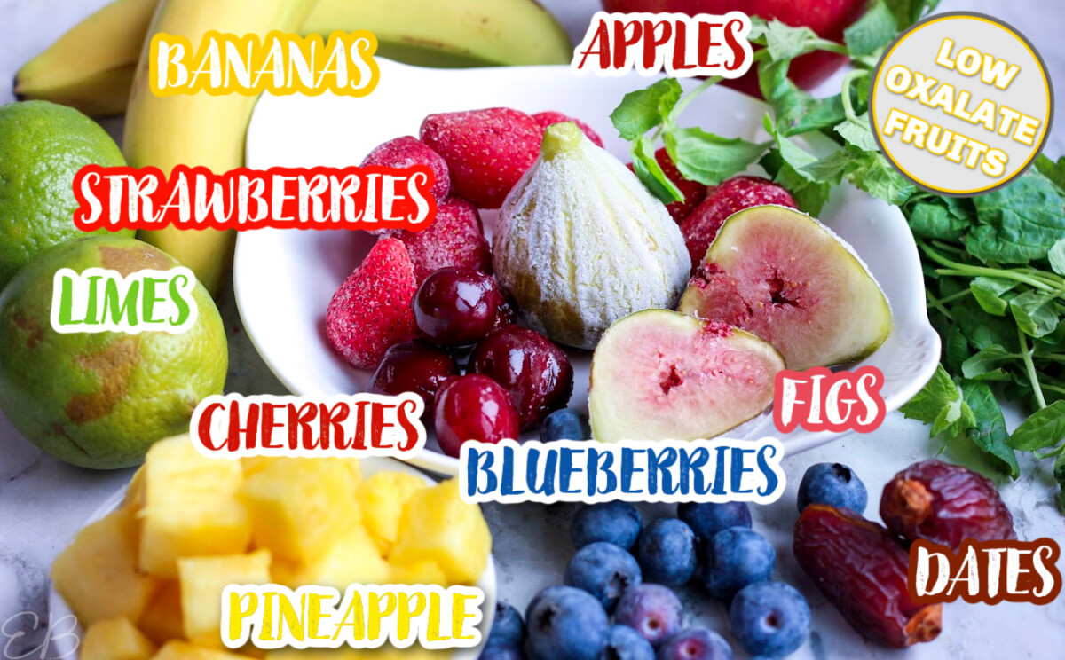 all of the fruits used in this low oxalate winter fruit salad labeled
