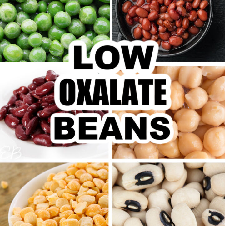 Low Oxalate Beans wording over 6 photos of different kinds of beans