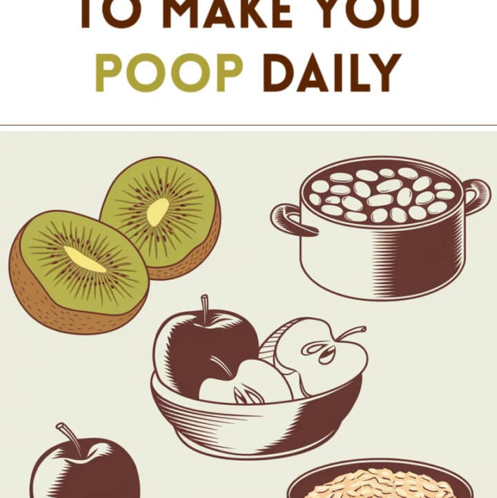 5 images of foods that help you go poop with title: Healthy Foods to Make You Poop Daily