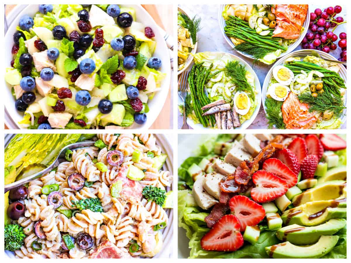 4 photos of the 10 paleo summer salads represented in this round up
