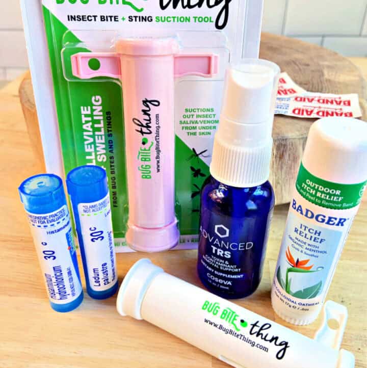5 natural remedies and prevention for bug bites and stings- products all lined up
